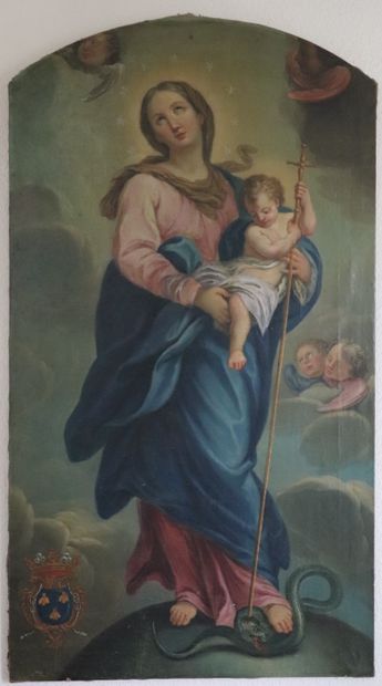null French or Italian school of the XIXth century.

Virgin and child overcoming...