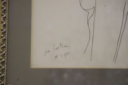null Jean COCTEAU (1889-1963).

Femme au chapeau.

Lithographie signée dans la planche...