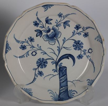 null NEVERS, formerly attributed to LA ROCHELLE.

Suite of three earthenware plates...