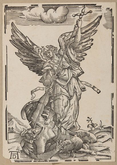 null Albrecht DÜRER (1471-1528), d'après.

Saint Michel terrassant le démon.

Gravure...