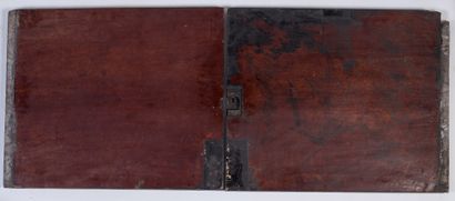 null JAPAN.

Pair of panels, formerly mounted in doors, in black lacquered wood,...
