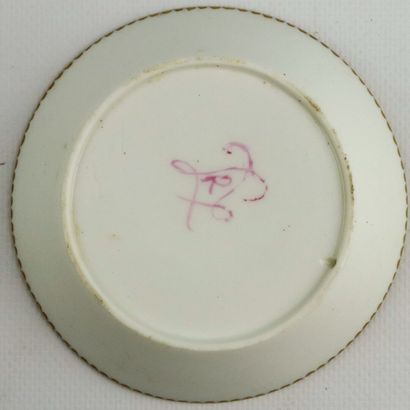 null SEVRES.

Mignonette cup and saucer in porcelain, decorated with rectangles superimposed...