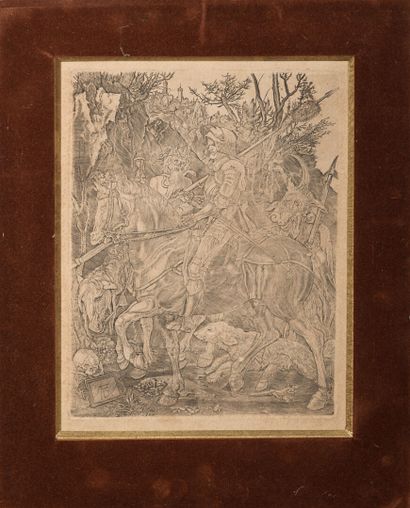 null Albrecht DÜRER (1471- 1528), d'après.

Le Chevalier, la Mort et le Diable.

Gravure....