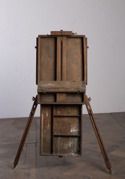 null Portable painter's easel in wood.

About 1900-1920.

H_55 cm W_38 cm D_15 c...