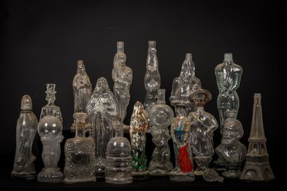 null Collection of 36 molded glass bottles.

Some with, others without stoppers.

We...