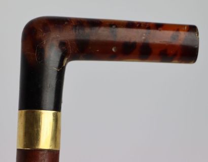null Cane, the pommel in tortoiseshell, mounted in yellow gold.

Late 19th century...