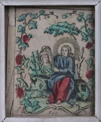 null Saint Alexander.

Wood engraving, set in colors.

18th century.

H_11,5 cm L_10...