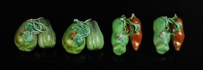 null CHINE.

Collection de fruits et légumes miniatures en porcelaine polychrome.

L_4,5...