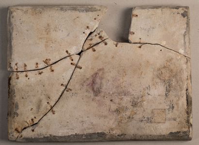 null PERSIA.

Important ceramic tile decorated with scenes of camp.

Qadjar period,...
