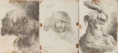  Giovanni Benedetto CASTIGLIONE (1609-1664), d'après. 
Autoportrait et hommes au...