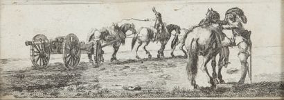null Jacques CALLOT (1592-1635), after.

Scene of the war, the cannon.

Engraving.

H_6...