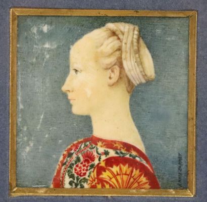 null Annie PERRET.

Portrait of a Renaissance woman, in profile.

Miniature on cellulo,...