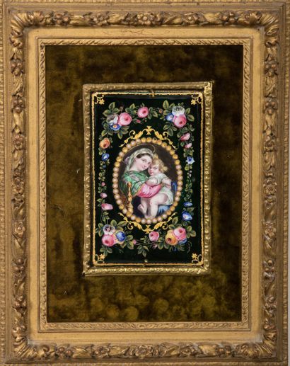 null Virgin with the chair, after Raphaël.

Plate in polychrome enamels on copper,...