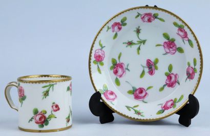 null SEVRES.

A porcelain cup and saucer, decorated with a semis of roses.

XVIIIth...