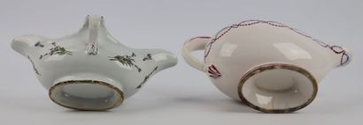 null EAST of France.

Two earthenware sauceboats with polychrome decoration.

XVIIIth...