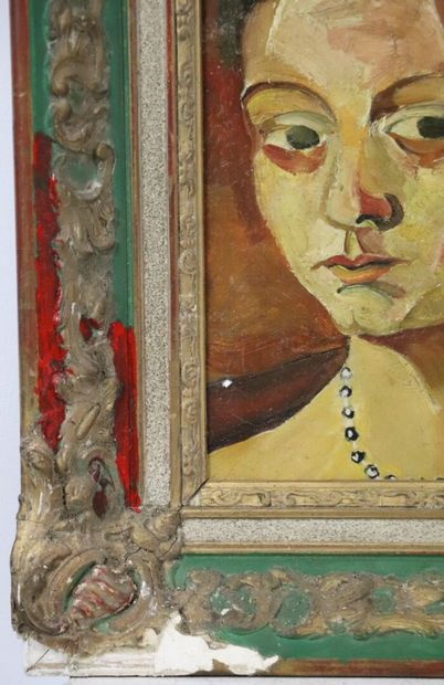 null Ecole française du XXème siècle.

Portrait de femme au collier de perles.

Huile...