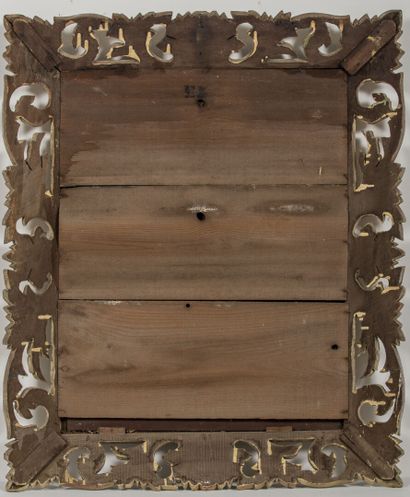 null Miroir en bois cérusé et rechampi.

Fin du XIXème siècle.

H_95 cm L_79 cm