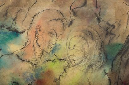 null Nancy BOWMAN.

Couple.

Watercolor and ink on paper, signed lower right and...