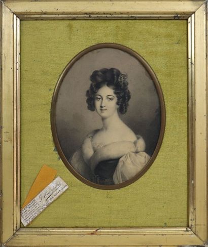 null Ecole française du XIXème siècle.

Portrait de femme au col de fourrure.

Encre...