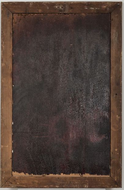 null Miroir à cannelures en bois et stuc doré.

XIXème siècle.

H_63,5 cm L_41,5...