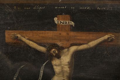 null Ecole française du XVIIème siècle.

La crucifixion.

Huile sur toile, en partie...