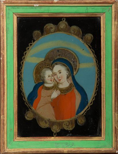 null Ecole alsacienne du XIXème siècle.

Vierge à l'enfant.

Peinture en fixé sous...