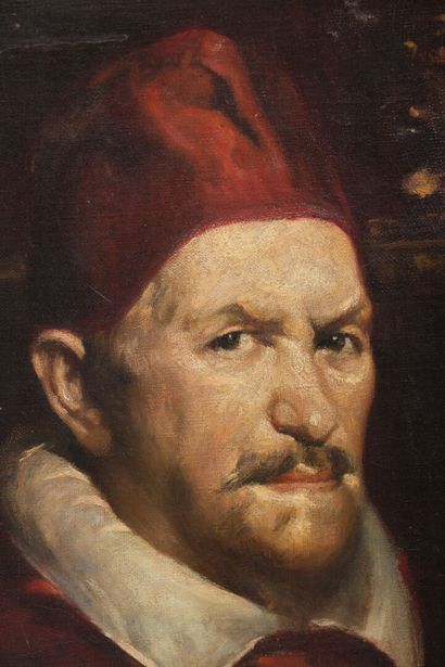 null Diego VELASQUEZ (1599-1660), d'après.

Portrait du Pape Innocent X.

H_46 cm...