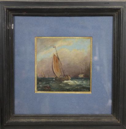 null Ecole du XIXème siècle.

Marine.

Huile sur toile, marouflée.

H_13 cm L_13...