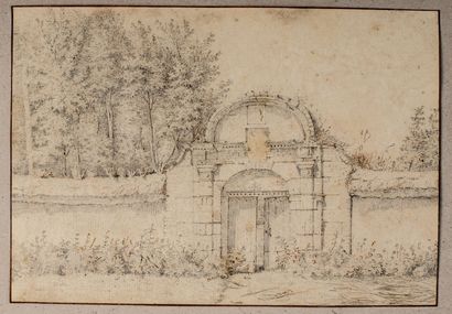 null French school of the XVIIIth century.

Gate of a castle.

Pencil and brown ink.

H_17,5...