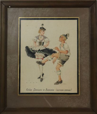 null BOHN.

Folk dancers in Bavaria.

Watercolor and ink on paper, signed and titled.

H_27...