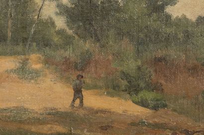 null Ecole française de la fin du XIXème siècle.

Promeneur sur un chemin.

Huile...