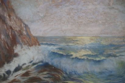 null French school of the beginning of the XXth century.

Brittany, the waves.

Pastel...