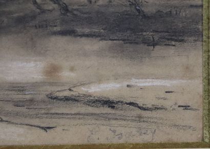 null French school of the XIXth century.

Landscape with a tower.

Pencil and chalk...