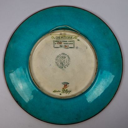 null LONGWY, decoration of Ph MIGNON.

Dish "Twilight" in earthenware with polychrome...