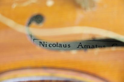 null Violon portant l'inscription "modèle d'après Nicolaus Amatus Cremone Hieronyni...