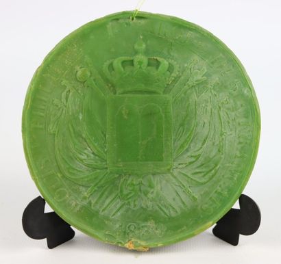 null Cachet circulaire en cire verte représentant le profil de Louis-Philippe, Roi...