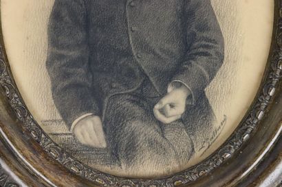 null L. GALLAND (actif au XIXème siècle).

Portrait d'homme. 

Dessin au crayon,...