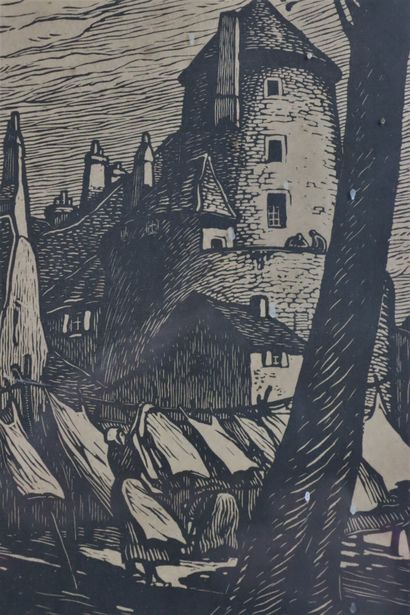 null Fernand CHALANDRE (1879-1924).

Les lavandières prés de la tour Goguin.

Gravure...