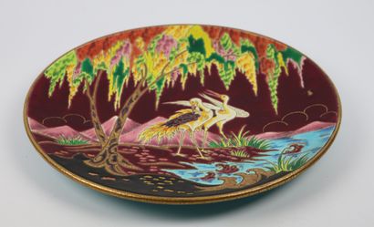 null LONGWY, decoration of Ph MIGNON.

Dish "Twilight" in earthenware with polychrome...