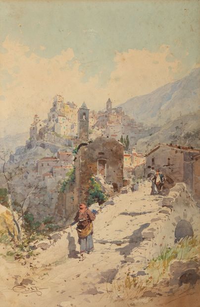 null Emmanuel COSTA (1833-1921).

Vue de l'arrière pays, probablement en Ligurie....