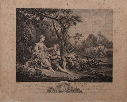 null Réunion de deux gravures du XVIIIème siècle, comprenant :

Nicolas LANCRET (1690-1747),...