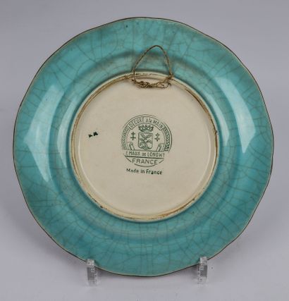 null LONGWY.

Earthenware plate with polychrome enamel decoration for the French...