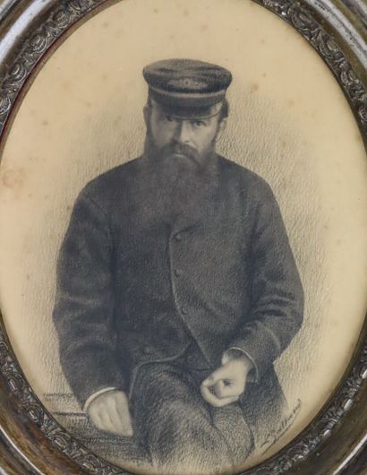 null L. GALLAND (actif au XIXème siècle).

Portrait d'homme. 

Dessin au crayon,...