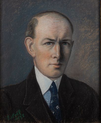 null E. NOËL (Actif au XXème siècle).

Portrait d'un homme à la cravate. 

Pastel...