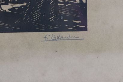 null Fernand CHALANDRE (1879-1924).

Les lavandières prés de la tour Goguin.

Gravure...