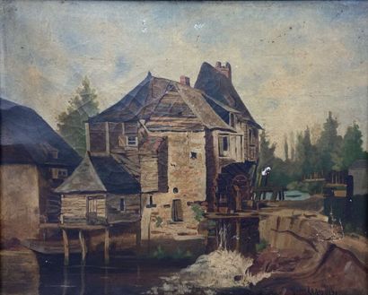 null Gustave LEROY (XIXème-XXème siècle).

Moulin au Mans (Sarthe).

Huile sur toile,...