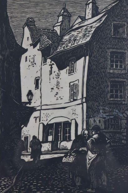 null Fernand CHALANDRE (1879-1924).

Nevers, la rue des juifs.

Bois gravé.

Signé...