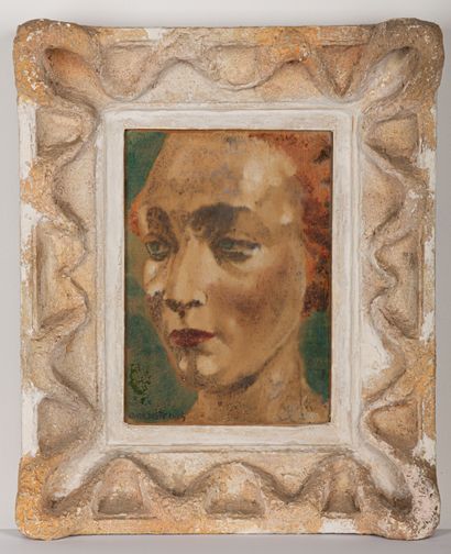 null Edith DESTERNES (1901-2000).

Portrait de femme.

Gouache sur papier, signée...