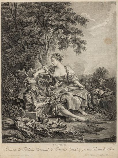 null François BOUCHER (1703-1770), d'après, gravé par René GAILLARD.

Les sabots.

Gravure...