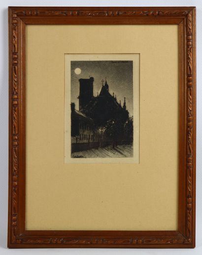 null Fernand CHALANDRE (1879-1924).

Nevers, la cathédrale au clair de lune, 1904...